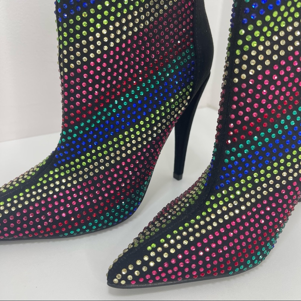 Sparkle Pointed Toe Heel Boots Booties Multicolor… - image 4